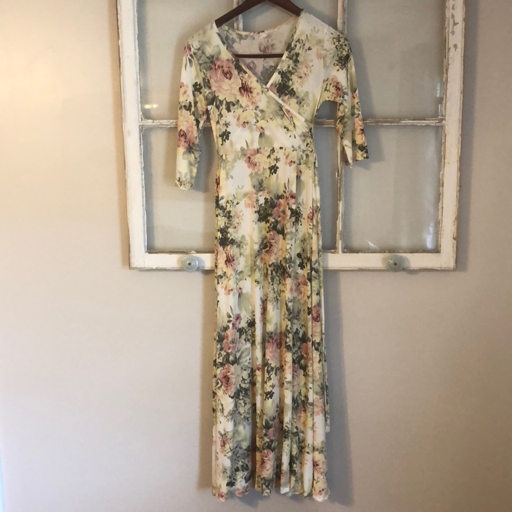 PINKBLUSH Floral maxi wrap dress